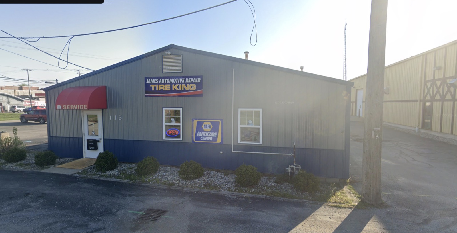 James Automotive Repair front entrance and NAPA AutoCare sign